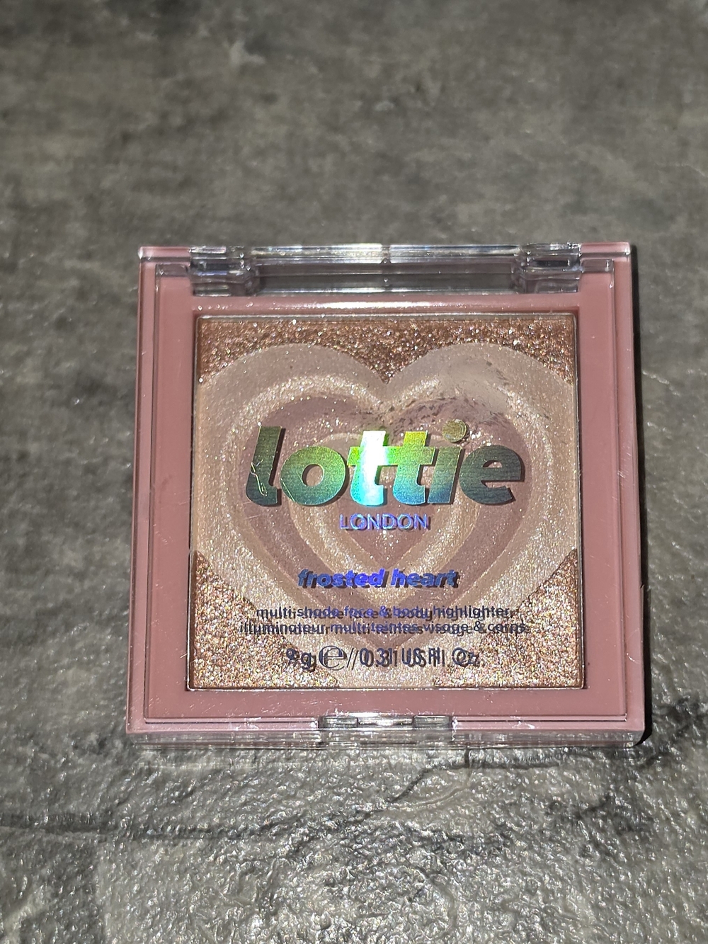 Lottie London Frosted Heart Highlighter - Pink/Champagne 0.31oz BNIB